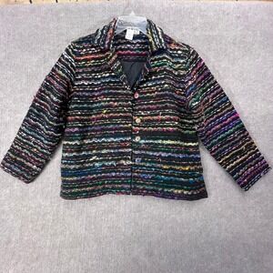 Coldwater Creek Jacket Petite Med PM Colorful Tweed Bohemian Artsy Blazer Coat
